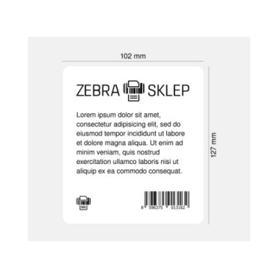 Etykiety termotransferowe papierowe Zebra Z-Perform 1000T niepowlekane z uniwersalnym trwałym klejem białe 102x127mm rdzeń 76mm