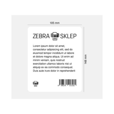 Etykiety termotransferowe papierowe Zebra Z-Perform 1000T niepowlekane z uniwersalnym trwałym klejem białe 105x148mm rdzeń 76mm
