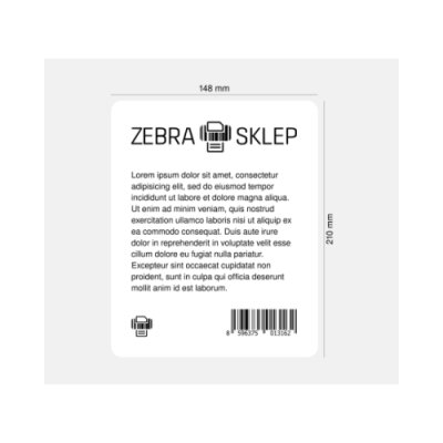 Etykiety termotransferowe papierowe Zebra Z-Perform 1000T niepowlekane z uniwersalnym trwałym klejem białe 148x210mm rdzeń 76mm