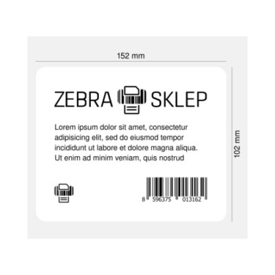 Etykiety termotransferowe papierowe Zebra Z-Perform 1000T niepowlekane z uniwersalnym trwałym klejem z perforacją białe 152x102mm rdzeń 76mm