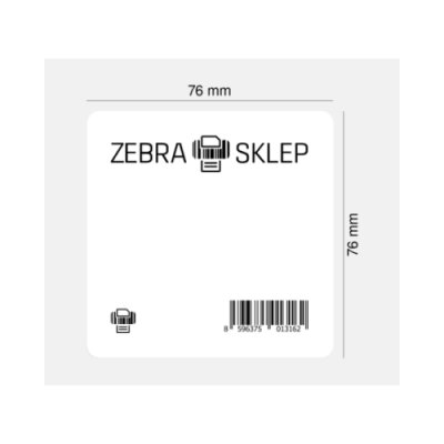 Etykiety termotransferowe poliestrowe Zebra Z-Ultimate 3000T White powlekane z uniwersalnym trwałym klejem białe 76x76mm rdzeń 76mm