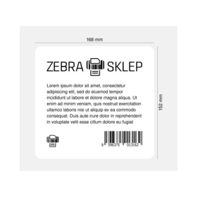 Etykiety termiczne poliestrowe Zebra Z-Slip z perforacją powlekane z uniwersalnym trwałym klejem białe 168x152mm rdzeń 76mm