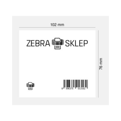 Etykiety termotransferowe ZEBRA Z-Select 2000T białe 102 x 76 mm oraz taśma woskowa ZEBRA 2300 Standard czarna 110 mm x 74 m