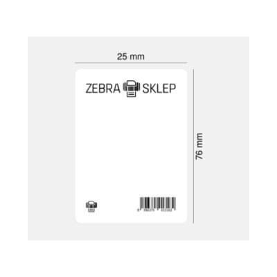 Etykiety termiczne papierowe Zebra Z-Select 2000D powlekane z uniwersalnym trwałym klejem z perforacją białe 25x76mm rdzeń 25mm