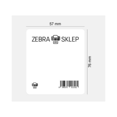 Etykiety termiczne papierowe Zebra Z-Select 2000D powlekane z uniwersalnym trwałym klejem z perforacją białe 57x76mm rdzeń 25mm