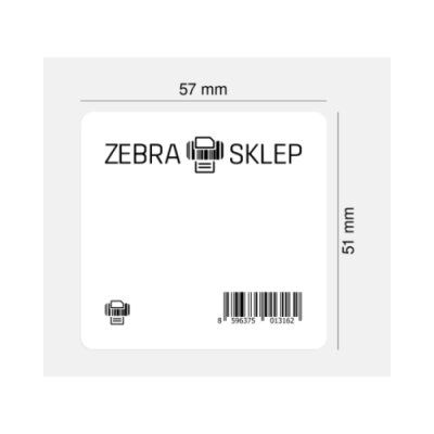 Etykiety termotransferowe papierowe Zebra Z-Select 2000T powlekane z uniwersalnym trwałym klejem z perforacją białe 57x51mm rdzeń 25mm