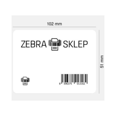 Etykiety termotransferowe poliestrowe Zebra Z-Ultimate 3000T Silver powlekane z uniwersalnym trwałym klejem srebrne 102x51mm rdzeń 25mm