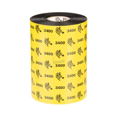 Taśma woskowo-żywiczna Zebra 3400 High-Performance Wax/Resin czarna 174mmx450m rdzeń 25mm