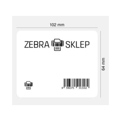Etykiety termotransferowe papierowe Zebra Z-Perform 1000T niepowlekane z uniwersalnym trwałym klejem białe 102x64mm rdzeń 25mm