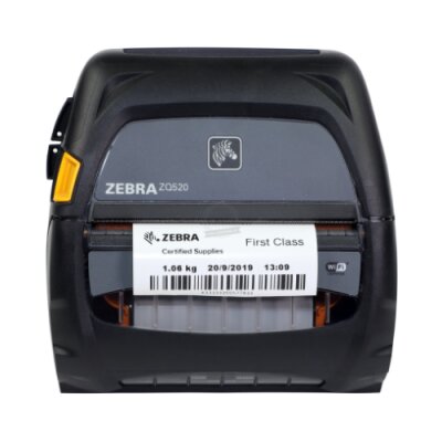 Drukarka termiczna ZQ520 Zebra; Bluetooth 4.0, Linered Platen, No Battery (for use with battery eliminator or extended battery options), English, Grouping E