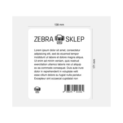 Etykiety termotransferowe papierowe Zebra Z-Perform 1000T niepowlekane z uniwersalnym trwałym klejem białe 138mmx171m rdzeń 76mm