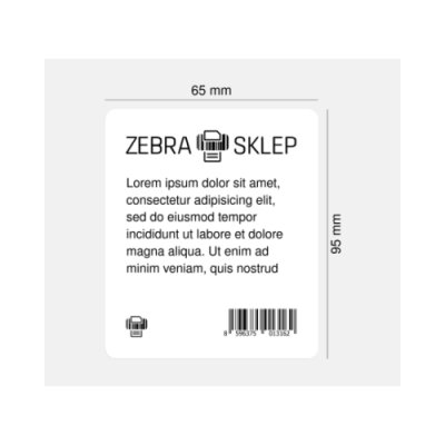 Etykiety termiczne papierowe Zebra Z-Perform 1000D Removable usuwalne niepowlekane białe 65x95mm rdzeń 76mm