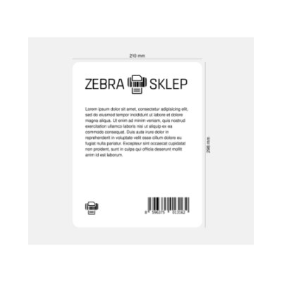 Etykiety termotransferowe poliestrowe Zebra Z-Ultimate 3000T White powlekane z uniwersalnym trwałym klejem białe 210x298mm rdzeń 76mm