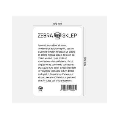 Etykiety termiczne papierowe Zebra Z-Perform 1000D Fanfolded niepowlekane z uniwersalnym trwałym klejem z perforacją białe 102x192mm (składanka)