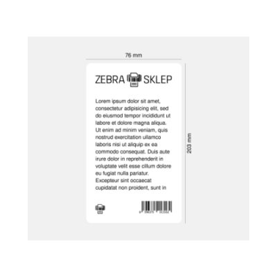 Etykiety termotransferowe poliestrowe Zebra Z-Ultimate 3000T White powlekane z uniwersalnym trwałym klejem białe 76x203mm rdzeń 25mm