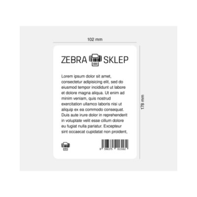 Etykiety termiczne papierowe Zebra Z-Perform 1000D niepowlekane z uniwersalnym trwałym klejem z perforacją białe 102x178mm rdzeń 25mm