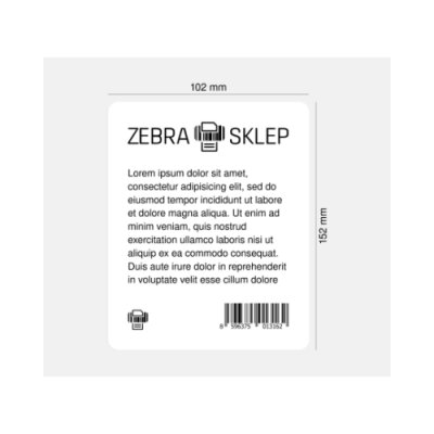 Etykiety termotransferowe polipropylenowe Zebra PolyPro 3000T Gloss z uniwersalnym trwałym klejem błyszczące białe 102x152mm rdzeń 25mm