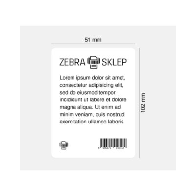 Etykiety termotransferowe papierowe Zebra Z-Perform 1000T niepowlekane z uniwersalnym trwałym klejem białe 51x102mm rdzeń 76mm