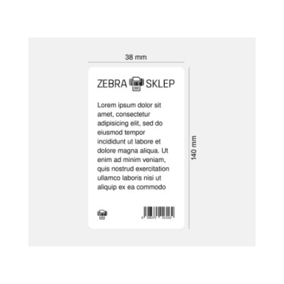 Etykiety termotransferowe papierowe Zebra Z-Perform 1000T niepowlekane z uniwersalnym trwałym klejem białe 38x140mm rdzeń 76mm