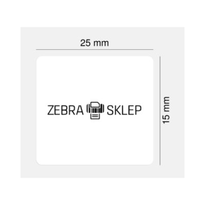 Etykiety termotransferowe poliestrowe RFiD Zebra PolyPro 3000T Gloss Printable White PET ALN9816 Higgs EC z uniwersalnym trwałym klejem błyszczące białe 25x15 mm rdzeń 76mm