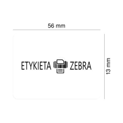 Etykiety termotransferowe foliowe jubilerskie Zebra PolyPro 4000T Matte z uniwersalnym trwałym klejem Black Mark białe matowe 56x13m rdzeń 25mm z zakładkami