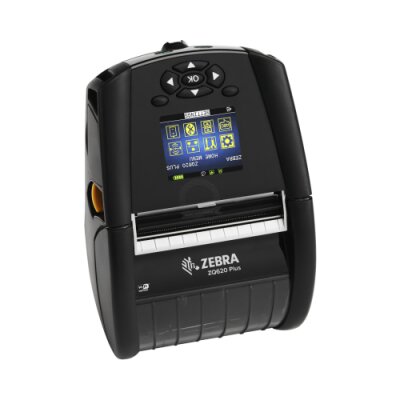 Drukarka termiczna ZQ620 Plus Zebra; 3"/72mm, English fonts, Dual 802.11AC / BT4.x, Linerless platen, 1.375" core, Group E, Shoulder strap, Belt clip