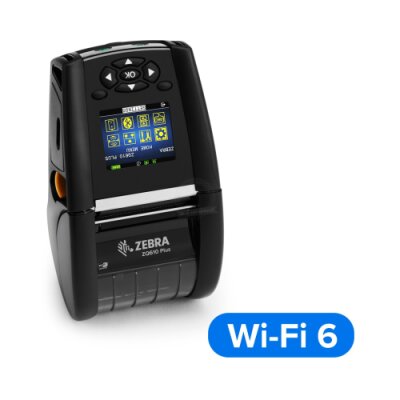 Drukarka termiczna ZQ610 Plus Zebra; 2"/48mm, English/Latin fonts, Wi-Fi 6 Dual Radio(802.11AX / BT5.x), Linered platen, 0.75" core, Shoulder strap, Belt clip