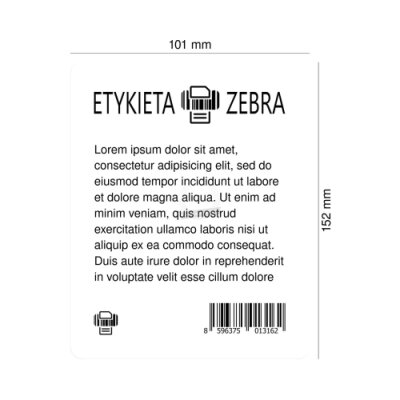 Etykiety termiczne papierowe Zebra Z-Perform 1000D niepowlekane z uniwersalnym trwałym klejem białe 101.6x152.4mm rdzeń 19mm