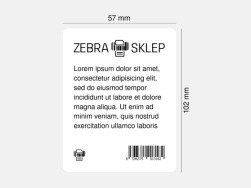 Etykiety termiczne papierowe Zebra Z-Select 2000D powlekane z uniwersalnym trwałym klejem z perforacją białe 57x102mm rdzeń 25mm